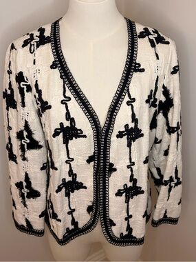The Wrights Knitted Black & White Cardigan Jacket Size 12